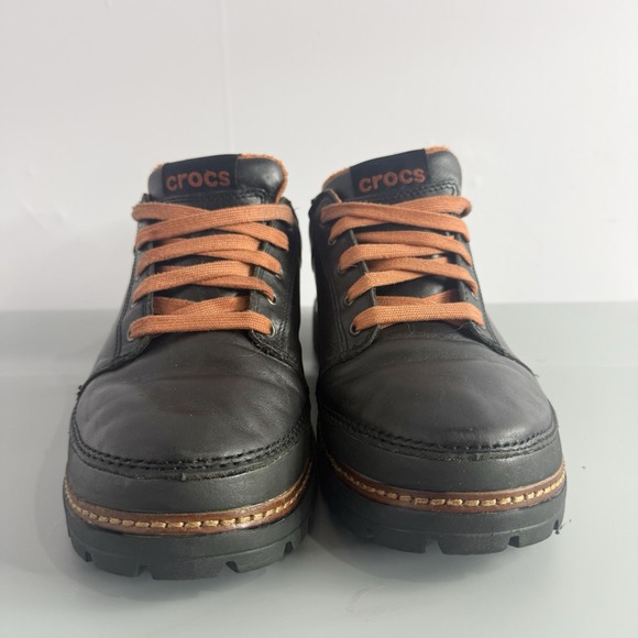 Crocs Lace Up Boulder Co Cobbler Hiker Leather Oxford Shoes Black Mens 11 M - Picture 7 of 10